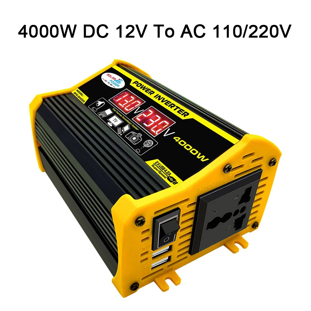 4000W DC 12V To AC 110/220V Car Power Inverter LED Display Converter Adapter Dual USB New Voltage Transformer Modified Sine Wave
4000W DC 12V To AC 110/220V Car Power Inverter LED Display Converter Adapter Dual USB New Voltage Transformer Modified Sine Wave