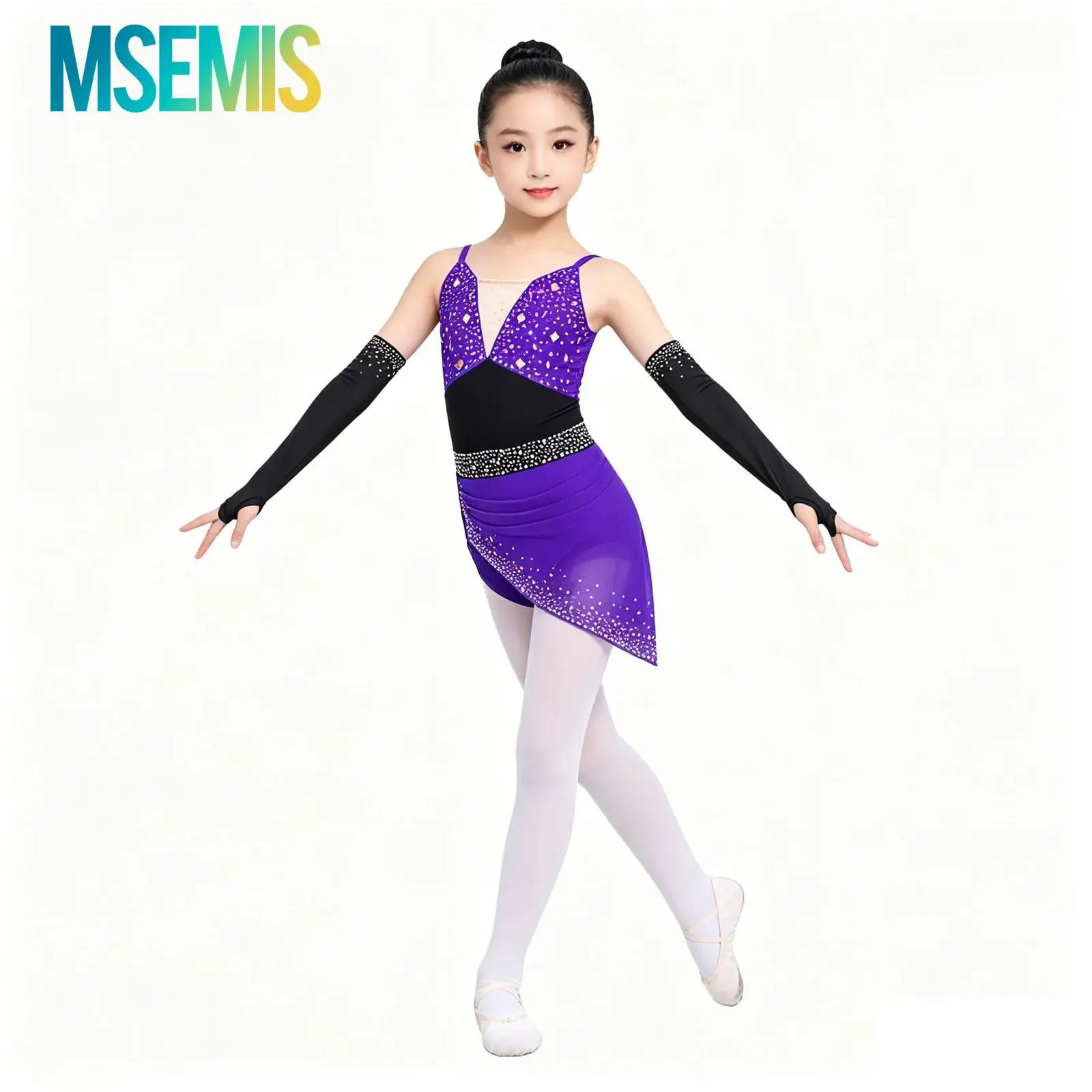 Kids Girls Ballet Leotards Lyrical Latin Dance Outfit Skating Costume Sparkly Rhinestones Ruched Dress with 1 Pair Mesh Gloves
Kids Girls Ballet Leotards Lyrical Latin Dance Outfit Skating Costume Sparkly Rhinestones Ruched Dress with 1 Pair Mesh Gloves
