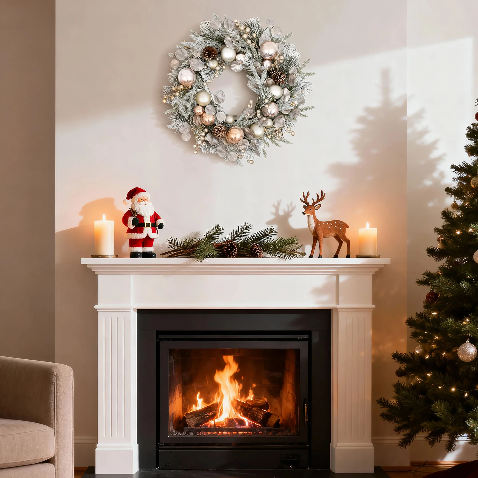 Christmas Wreath Artificial Outdoor Door Decor, Mixed Pine with Shatterproof Ornament Balls, Holiday Decorations for Home Front
Christmas Wreath Artificial Outdoor Door Decor, Mixed Pine with Shatterproof Ornament Balls, Holiday Decorations for Home Front