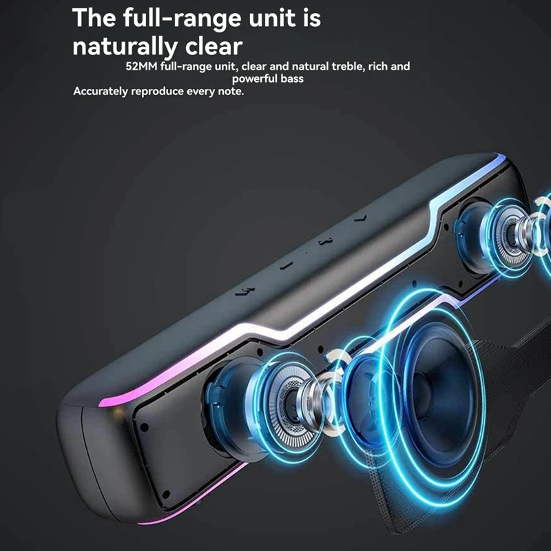 Портативная беспроводная Bluetooth-колонка с RGB-подсветкой Саундбар Мини-динамик Саундбар Динамик для настольного ноутбука
Портативная беспроводная Bluetooth-колонка с RGB-подсветкой Саундбар Мини-динамик Саундбар Динамик для настольного ноутбука