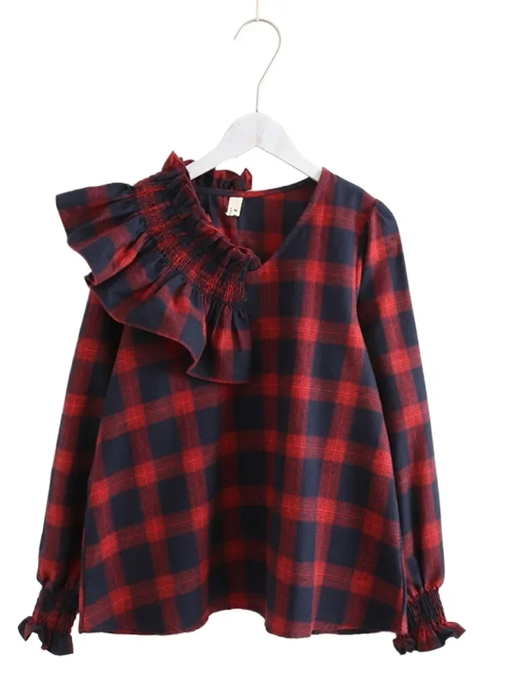 Autumn Design Blouses Puff Sleeve Ruffles Patchwork Plaid Contrast Color Shirts All Match Casual Loose Women's Blouses Shirts
Autumn Design Blouses Puff Sleeve Ruffles Patchwork Plaid Contrast Color Shirts All Match Casual Loose Women's Blouses Shirts