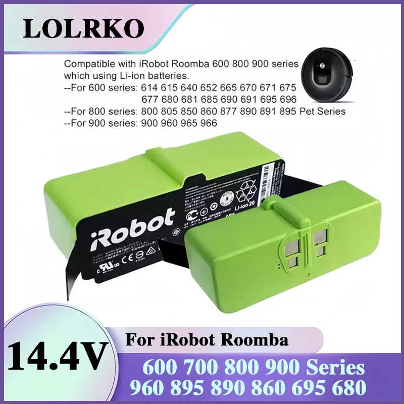 14.4V For IRobot Roomba 12800mAh Battery Roomba 600 700 800 900 Series Vacuum Cleaner IRobot Roomba 655 780 805 890 960 Part
14.4V For IRobot Roomba 12800mAh Battery Roomba 600 700 800 900 Series Vacuum Cleaner IRobot Roomba 655 780 805 890 960 Part