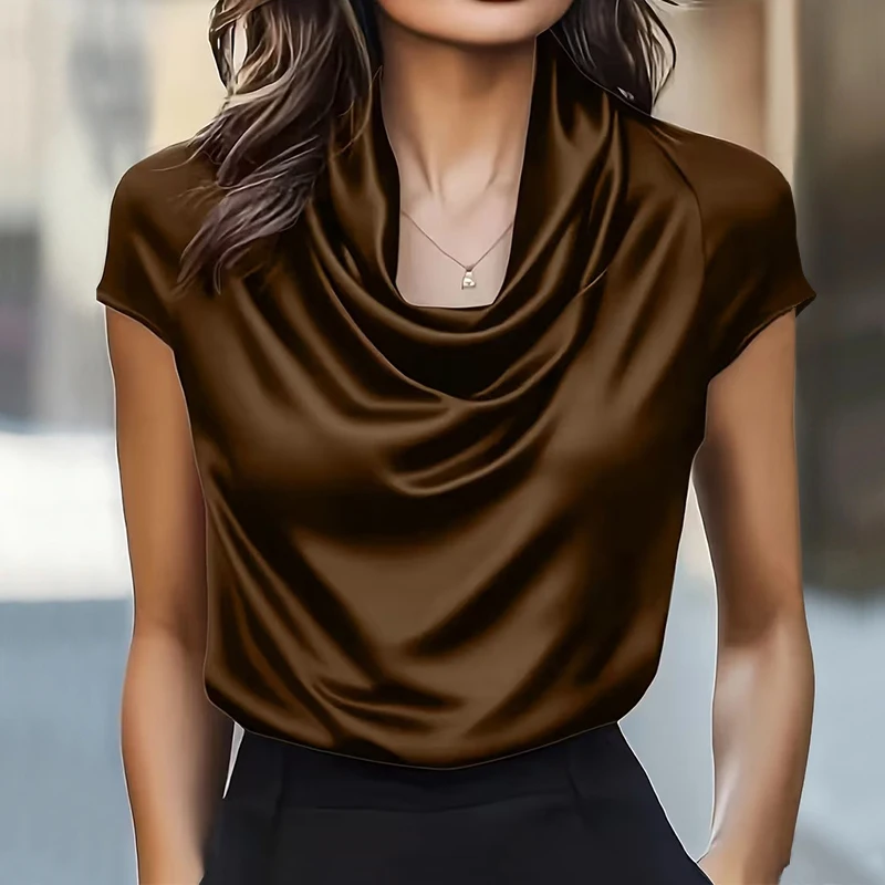 OMSJ 2026 Элегантные женские летние футболки с простым воротником-стойкой, короткий рукав, однотонные, драпированные, модные офисные топы
OMSJ 2026 Элегантные женские летние футболки с простым воротником-стойкой, короткий рукав, однотонные, драпированные, модные офисные топы