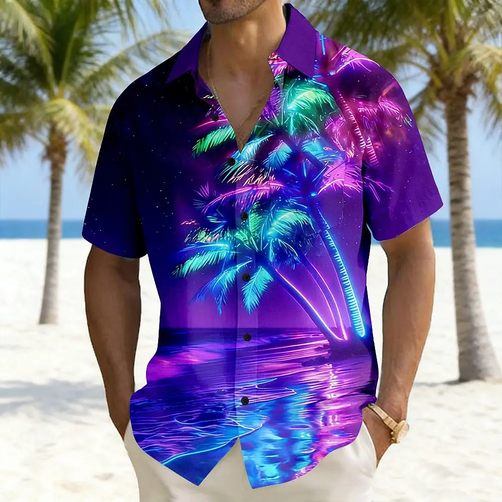 2026 Men's Coconut Tree Landscape Neon Glow Shirt Hawaiian Shirt Aloha Shirt Short Sleeve Vacation Summer Front One Pocket
2026 Men's Coconut Tree Landscape Neon Glow Shirt Hawaiian Shirt Aloha Shirt Short Sleeve Vacation Summer Front One Pocket