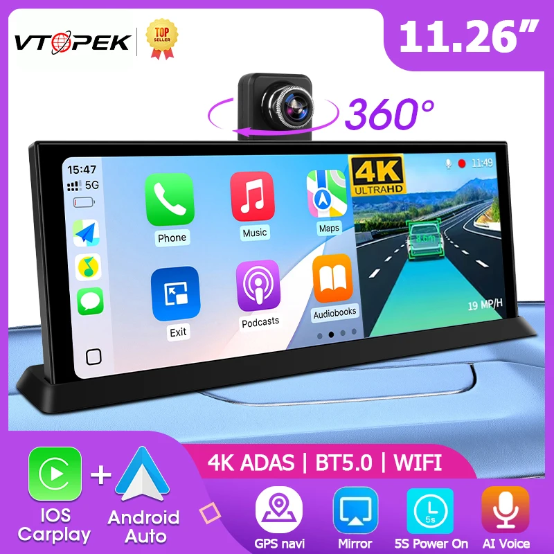 11.26" 4K ADAS Touch Screen Car DVR Wireless CarPlay Android Auto Rear Camera WiFi GPS Navigation Night Vision FM Video Recorder
11.26" 4K ADAS Touch Screen Car DVR Wireless CarPlay Android Auto Rear Camera WiFi GPS Navigation Night Vision FM Video Recorder