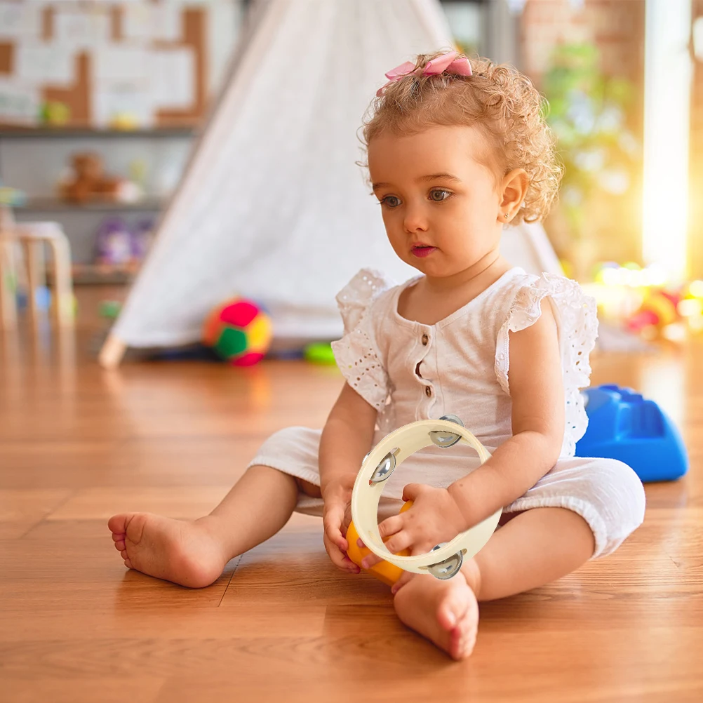 1 Piece Hand Tambourine 6 Inch Wooden Percussion Instrument for Children Music Interest Development and Interactive Play 
1 Piece Hand Tambourine 6 Inch Wooden Percussion Instrument for Children Music Interest Development and Interactive Play