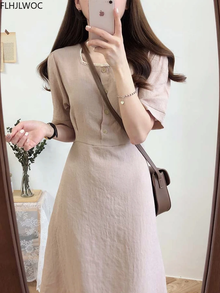 Vintage Cute Dresses Long Woman Summer Short Sleeve Casual Preppy Style A Line Button Shirt Dress Cotton Linen 5127
Vintage Cute Dresses Long Woman Summer Short Sleeve Casual Preppy Style A Line Button Shirt Dress Cotton Linen 5127