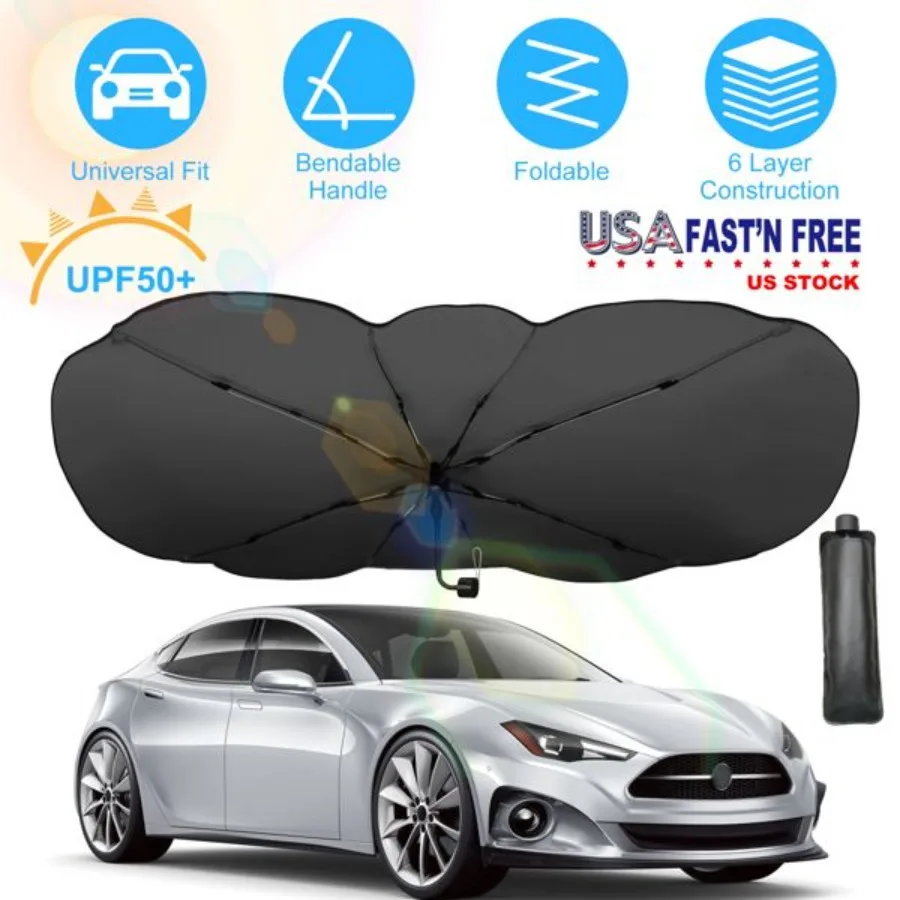 57x33In Foldable Car Sun Umbrella Universal Sun Blocker Shield Shade Silver Titanium Sun Protector with Carry Bag for Car Truck
57x33In Foldable Car Sun Umbrella Universal Sun Blocker Shield Shade Silver Titanium Sun Protector with Carry Bag for Car Truck