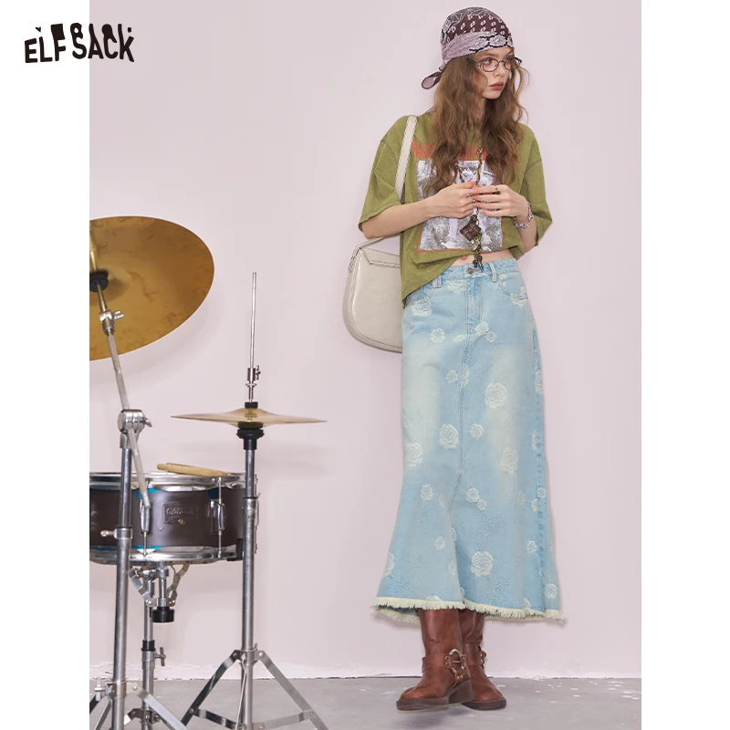 ELFSACK 2025 Summer New Arrival Casual Rose Printed Raw Edge Cowboy Half-Body Skirt High Waist Fishtail Skirt For Woman
ELFSACK 2025 Summer New Arrival Casual Rose Printed Raw Edge Cowboy Half-Body Skirt High Waist Fishtail Skirt For Woman
