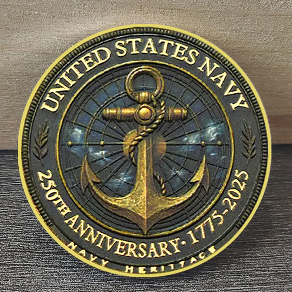 US Navy 250th Anniversary Commemorative Coin 1775-2025 Anchor Eagle Military Souvenir Coin Collection Gift for Navy replica
US Navy 250th Anniversary Commemorative Coin 1775-2025 Anchor Eagle Military Souvenir Coin Collection Gift for Navy replica
