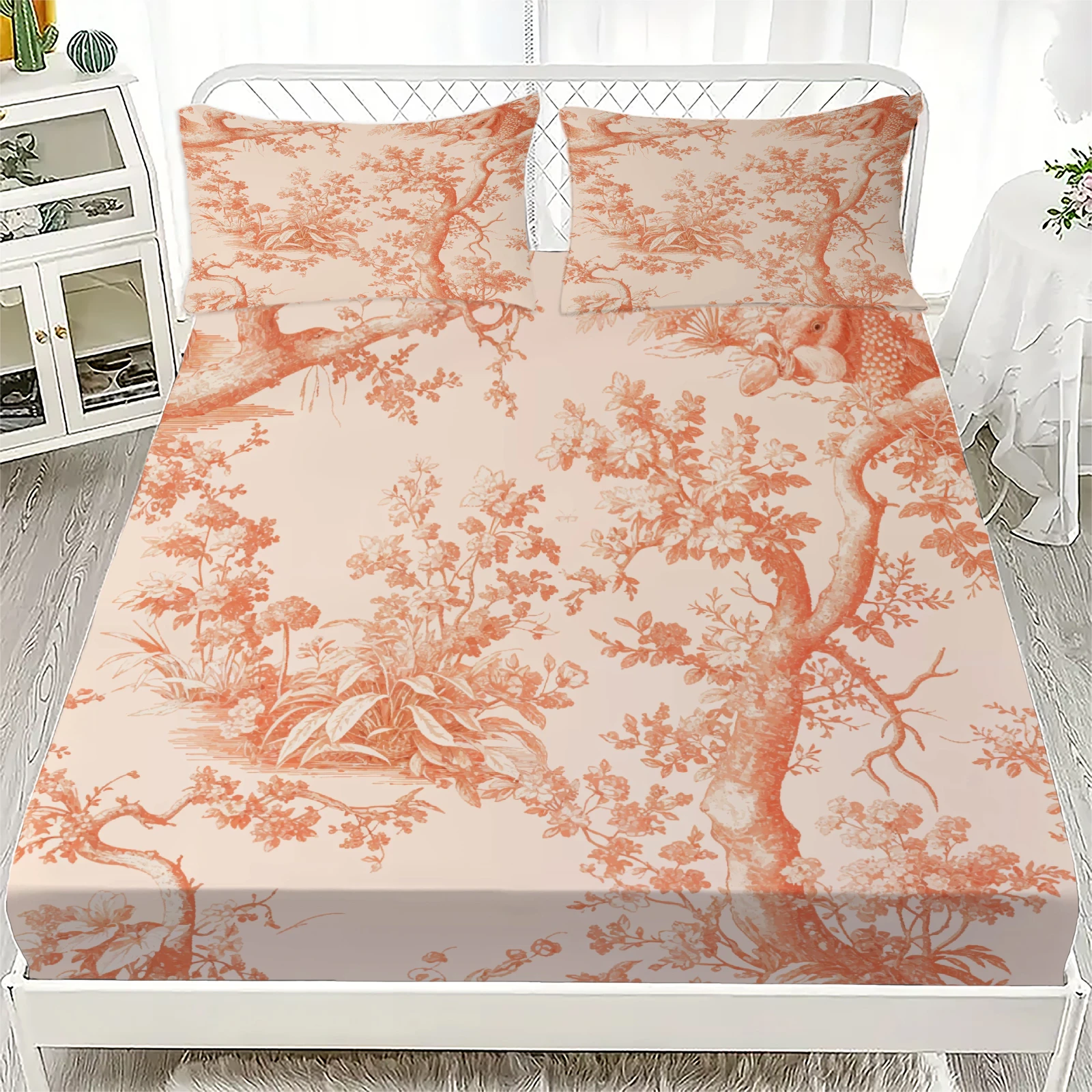 3pcs Pink Grey Fitted Sheet Set Fresh Style Rose Flora Print 100% Polyester Soft Bedding Set for Home Decor with 2 Pillowcases
3pcs Pink Grey Fitted Sheet Set Fresh Style Rose Flora Print 100% Polyester Soft Bedding Set for Home Decor with 2 Pillowcases