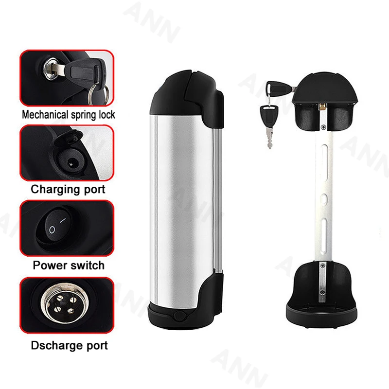 SSE-001 Electric bicycle battery case Water bottle type e-bike battery box For 36V 10A battery pack With holder and nickel belt
SSE-001 Electric bicycle battery case Water bottle type e-bike battery box For 36V 10A battery pack With holder and nickel belt