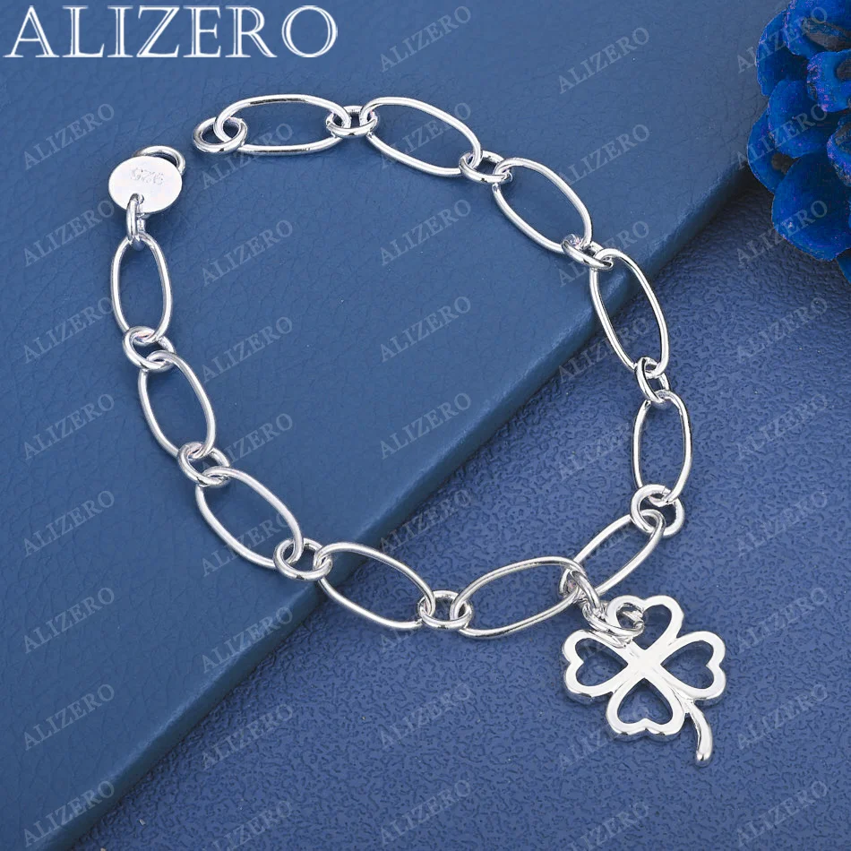 ALIZERO 925 Sterling Silver Four Leaf Clover Bracelet For Women Wedding Engagement Party Fashion Jewelry Gift
ALIZERO 925 Sterling Silver Four Leaf Clover Bracelet For Women Wedding Engagement Party Fashion Jewelry Gift