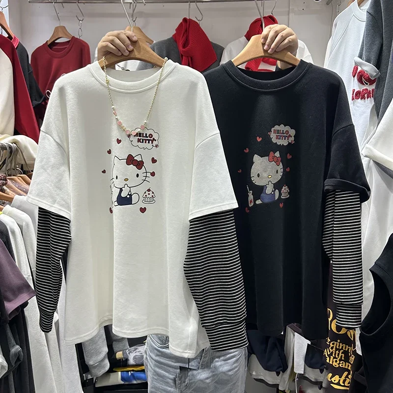 2025 Spring Autumn Cartoon Printed Pullover Round Neck Fake Two Thickened T-Shirt Long Sleeve Women's Loose Versatile Loose Tops
2025 Spring Autumn Cartoon Printed Pullover Round Neck Fake Two Thickened T-Shirt Long Sleeve Women's Loose Versatile Loose Tops