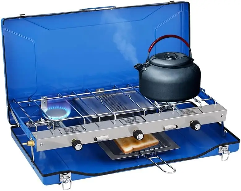 20,400 BTU Outdoor Propane Stove with 1 Grill & 2 Burners for Camping Cooking
20,400 BTU Outdoor Propane Stove with 1 Grill & 2 Burners for Camping Cooking