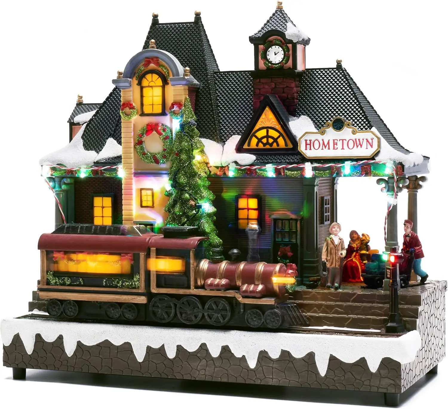Christmas Village Train Station with Music, LED Lights & Moving Train - 11.6 Inch Battery Operated Holiday Home Decor
Christmas Village Train Station with Music, LED Lights & Moving Train - 11.6 Inch Battery Operated Holiday Home Decor
