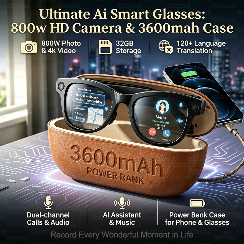 AI Smart Glasses 800W Pixel Camera Video Recording Sunglasses ChatGPT Translation Call Office Voice Assistant Waterproof glasses
AI Smart Glasses 800W Pixel Camera Video Recording Sunglasses ChatGPT Translation Call Office Voice Assistant Waterproof glasses