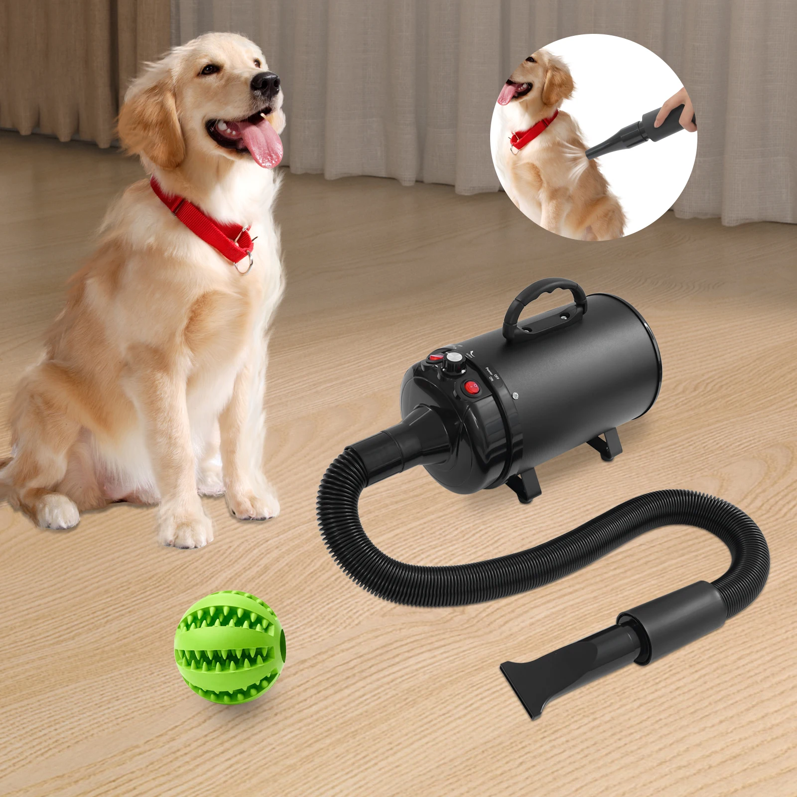 2200W Professional Pet Grooming Dryer, Adjustable Wind Speed, 4 Nozzles, Rust-resistant, Low Noise 55-70dB for Dogs/Cats
2200W Professional Pet Grooming Dryer, Adjustable Wind Speed, 4 Nozzles, Rust-resistant, Low Noise 55-70dB for Dogs/Cats