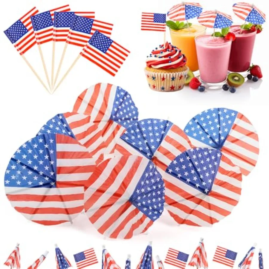 FOIMAS 150pcs 4th of July Cocktail Picks, American Flag Toothpick Patriotic Umbrella Bamboo Toothpicks for Appetizers Fruit Foo
FOIMAS 150pcs 4th of July Cocktail Picks, American Flag Toothpick Patriotic Umbrella Bamboo Toothpicks for Appetizers Fruit Foo