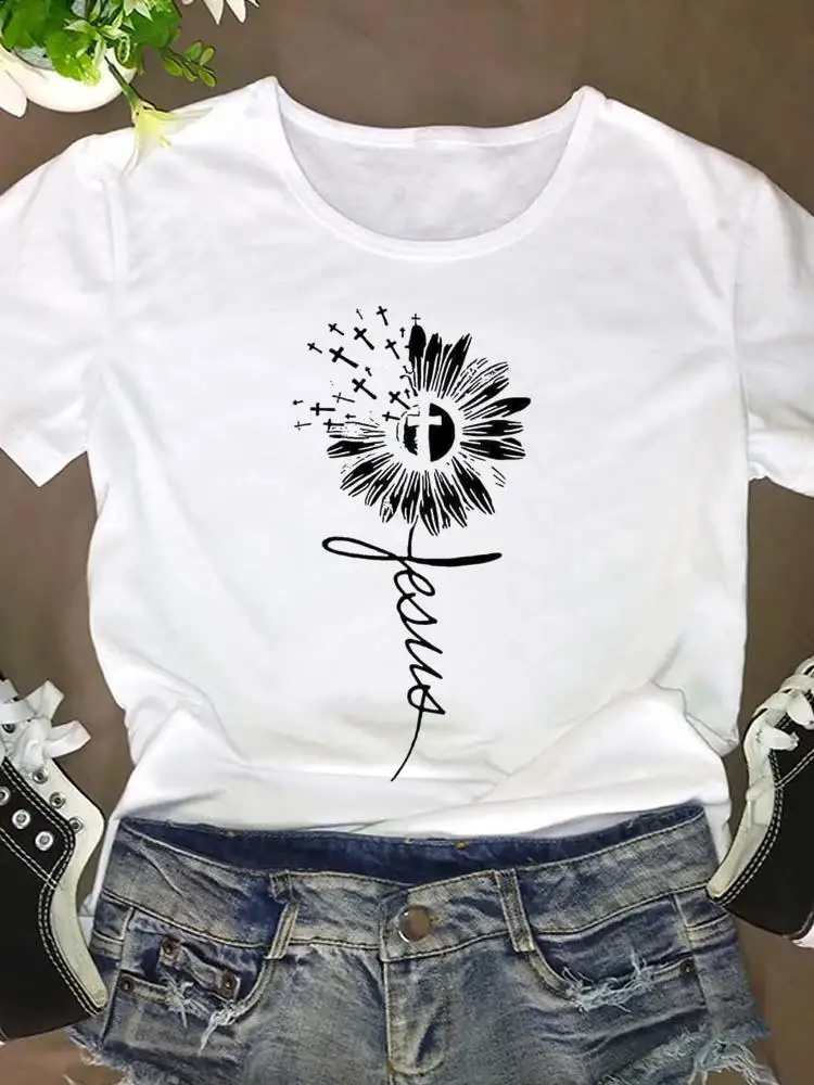 Women Faith Flower O-neck Style Short Sleeve Summer Tee 90s Fashion Clothing Clothes Graphic T Shirt Cartoon T-shirt Female Top
Women Faith Flower O-neck Style Short Sleeve Summer Tee 90s Fashion Clothing Clothes Graphic T Shirt Cartoon T-shirt Female Top