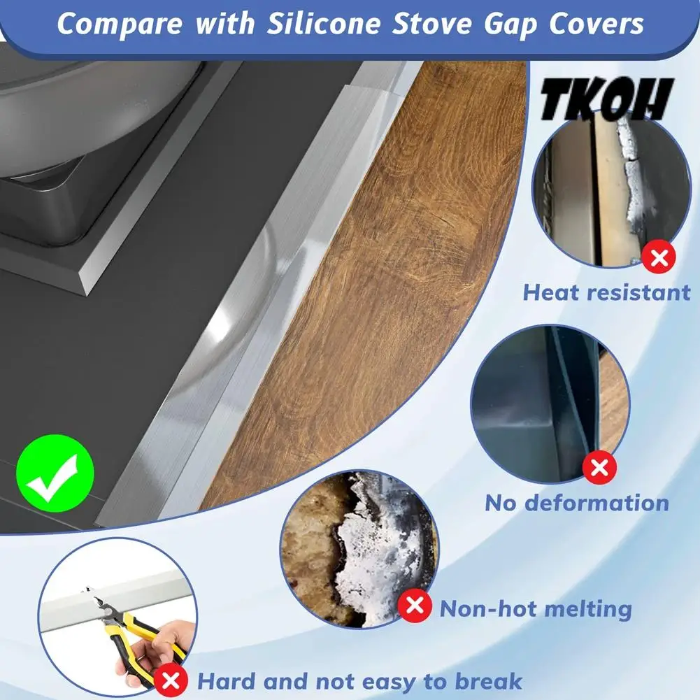 TKOH-Stove Gap Covers Stainless Steel 2 Packs, 13.8-27.6 Inch Adjustable Heat Resistant Not Sharp Gap Filler
TKOH-Stove Gap Covers Stainless Steel 2 Packs, 13.8-27.6 Inch Adjustable Heat Resistant Not Sharp Gap Filler