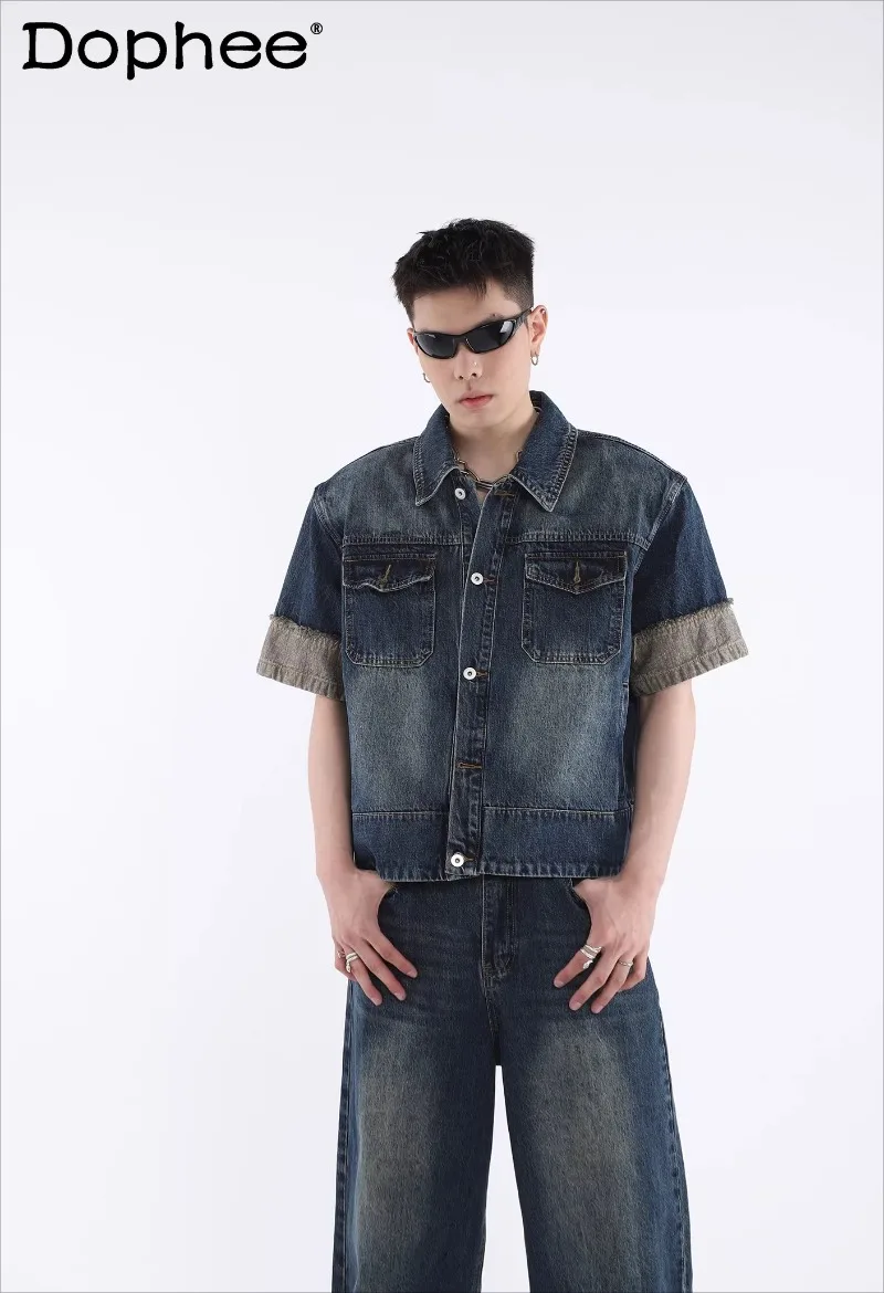 American Retro Design Fashion Trend Short Sleeve Denim Jacket Loose Casual Versatile Men's Denim Suit Spring 2026
American Retro Design Fashion Trend Short Sleeve Denim Jacket Loose Casual Versatile Men's Denim Suit Spring 2026