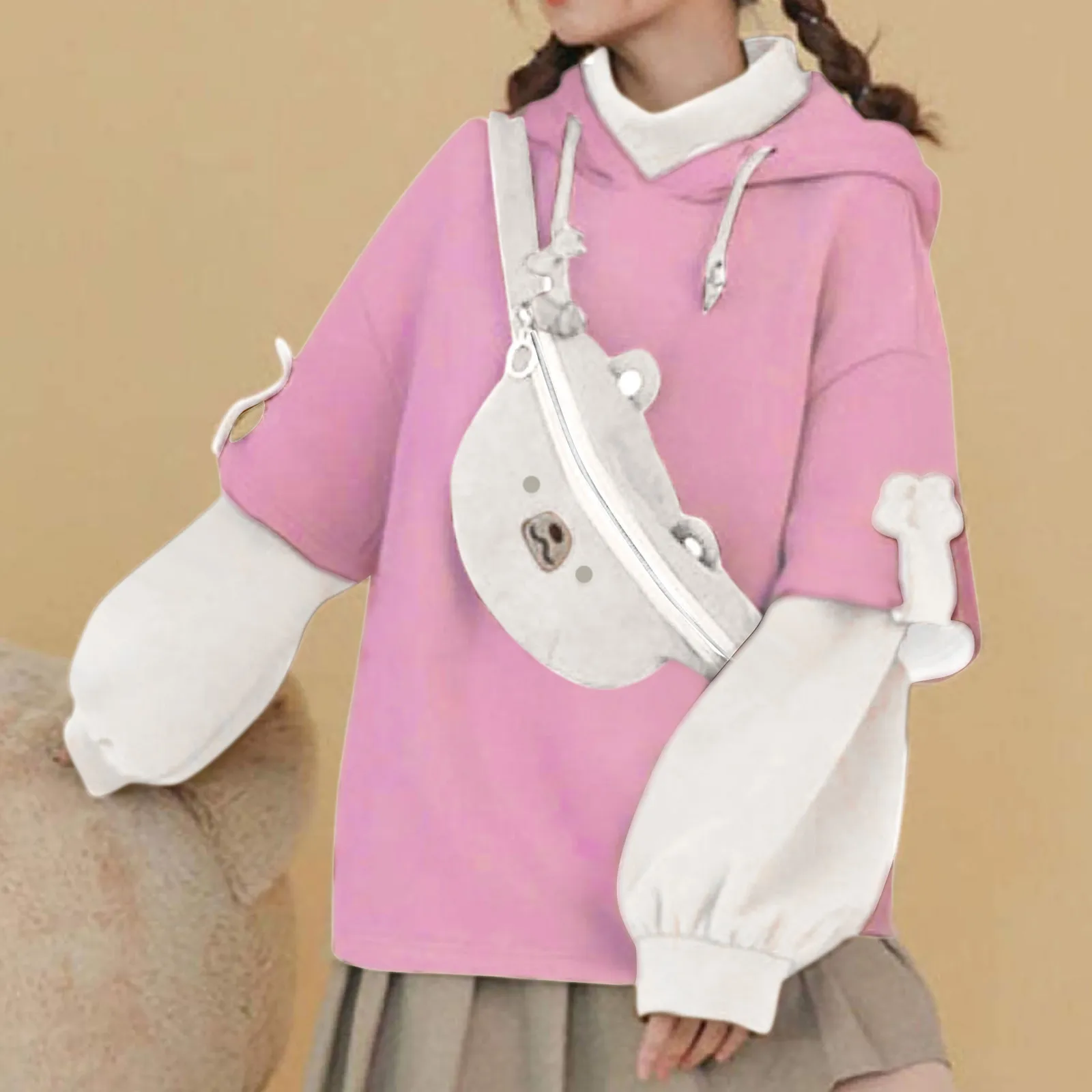 Kawaii Cute Oversize Hoodie With Bear Bag Womens Autumn Patchwork Sweatshirts Pullovers Japanese Streetwear Aesthetic Hoodies
Kawaii Cute Oversize Hoodie With Bear Bag Womens Autumn Patchwork Sweatshirts Pullovers Japanese Streetwear Aesthetic Hoodies