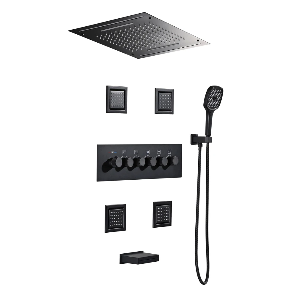Factory Supply Luxury Black Rain Shower Set Ceiling Rainfall Thermostatic Shower System Smart Shower Set
Factory Supply Luxury Black Rain Shower Set Ceiling Rainfall Thermostatic Shower System Smart Shower Set