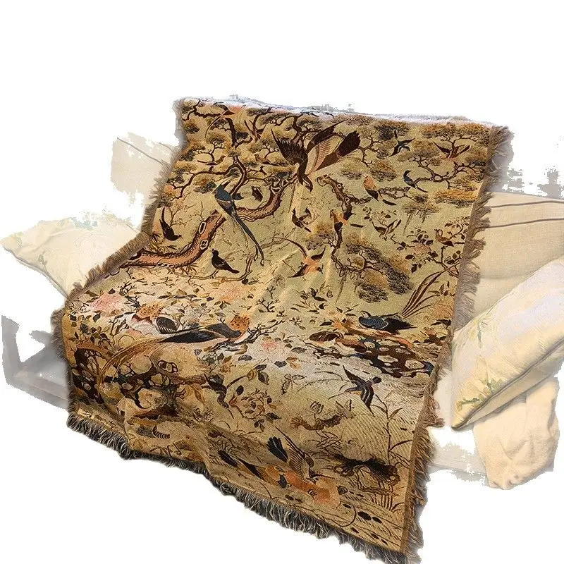 Chinese Bird & Floral Knit Jacquard Throw - Single Sofa Blanket & Wall Tapestry Decor, Cotton Woven Cover 130x160cm
Chinese Bird & Floral Knit Jacquard Throw - Single Sofa Blanket & Wall Tapestry Decor, Cotton Woven Cover 130x160cm