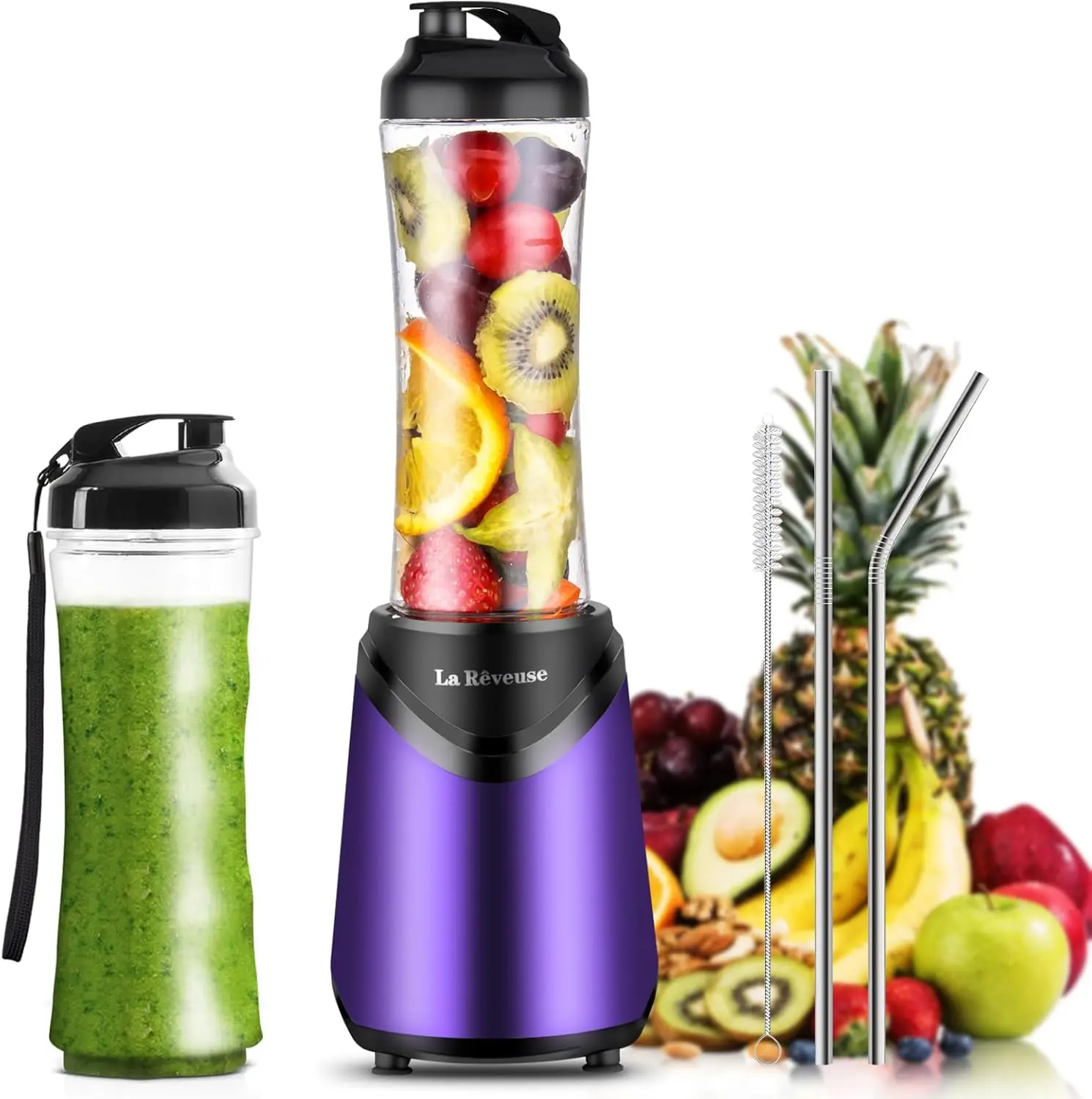 Smoothie Blender Personal Size 300 Watts With 2 Pieces 18 Oz Bpa-Free Travel Sports Bottles,Purple
Smoothie Blender Personal Size 300 Watts With 2 Pieces 18 Oz Bpa-Free Travel Sports Bottles,Purple