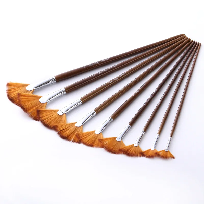 Fan Paint Brush Set of 9 Pcs, Professional scalloped Artist Paint Brushes Set Wood Handles for Acrylic Watercolor Oil Painting
Fan Paint Brush Set of 9 Pcs, Professional scalloped Artist Paint Brushes Set Wood Handles for Acrylic Watercolor Oil Painting
