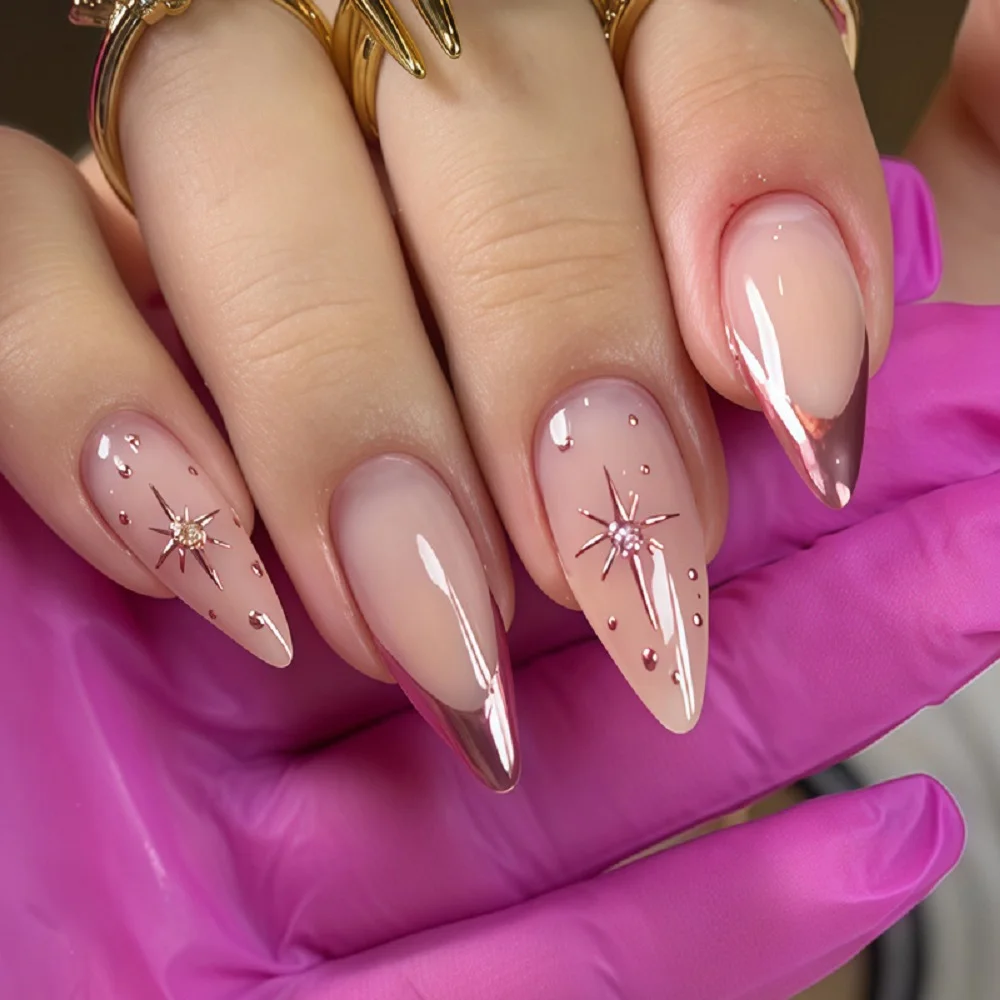 Gold Stars Wearable Nail Art French Press on Nails 3D False Nails Detachable Finished Fake Nails Pink French Golden Stars Nails
Gold Stars Wearable Nail Art French Press on Nails 3D False Nails Detachable Finished Fake Nails Pink French Golden Stars Nails