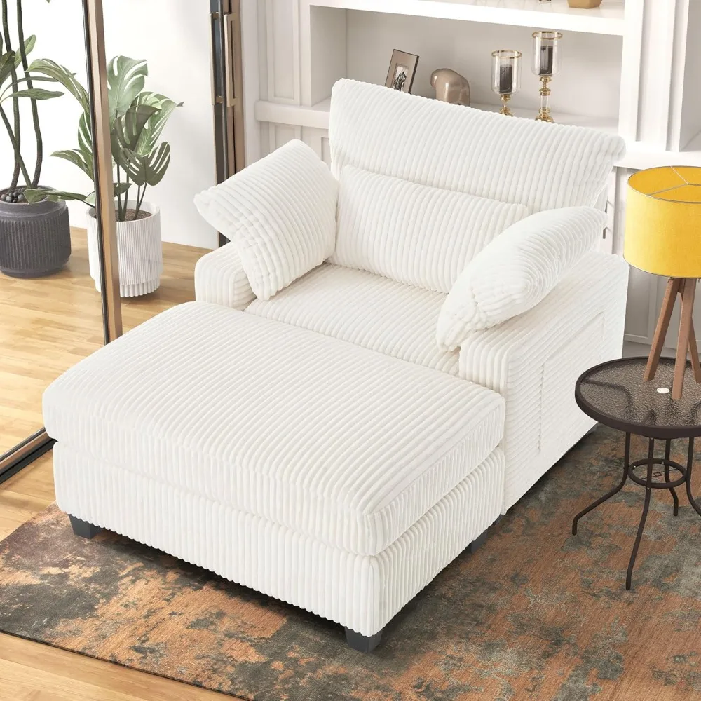 Chaise Lounge Chair Indoor with Ottoman, 57.52 "D Oversized Sleeper Chair, Corduroy Upholstered Comfy Sofa for Bedroom
Chaise Lounge Chair Indoor with Ottoman, 57.52 "D Oversized Sleeper Chair, Corduroy Upholstered Comfy Sofa for Bedroom