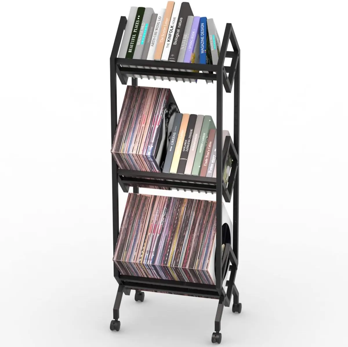 3 Tier Vinyl Record Storage Rack, LP Holder for Albums and Books, Matte Black Metal Stand with Wheels
3 Tier Vinyl Record Storage Rack, LP Holder for Albums and Books, Matte Black Metal Stand with Wheels