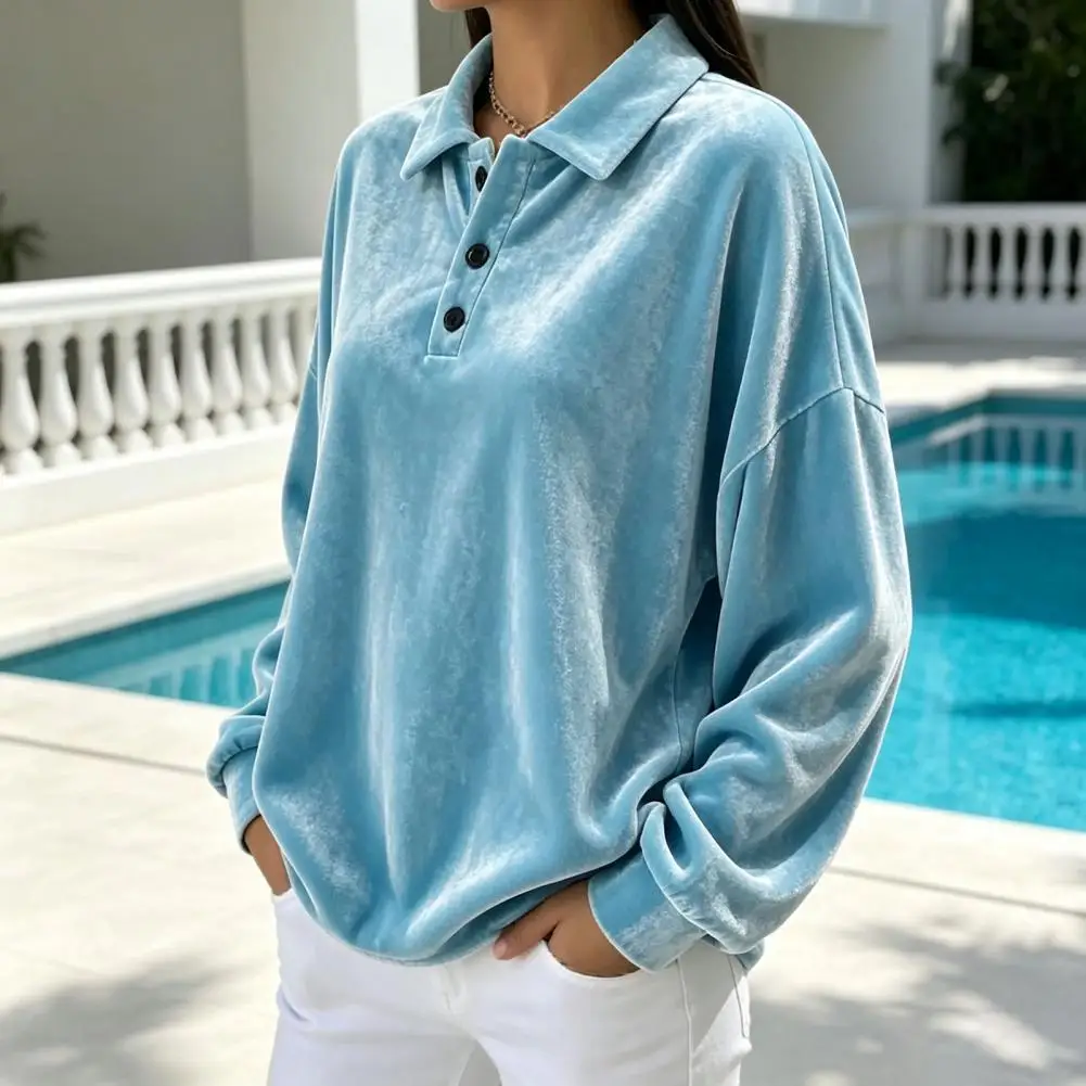 Solid Color Shirt Work Wear Shirt Women’s Velvet Pullover Shirt 3-button Collared Blouse Solid Color Loose Long for Workwear
Solid Color Shirt Work Wear Shirt Women’s Velvet Pullover Shirt 3-button Collared Blouse Solid Color Loose Long for Workwear