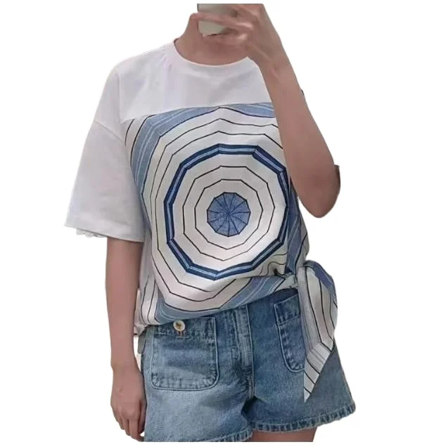 Spider Web Design White Blue Geometric Short Sleeve T Shirt Summer New Versatile Fake Two Piece
Spider Web Design White Blue Geometric Short Sleeve T Shirt Summer New Versatile Fake Two Piece