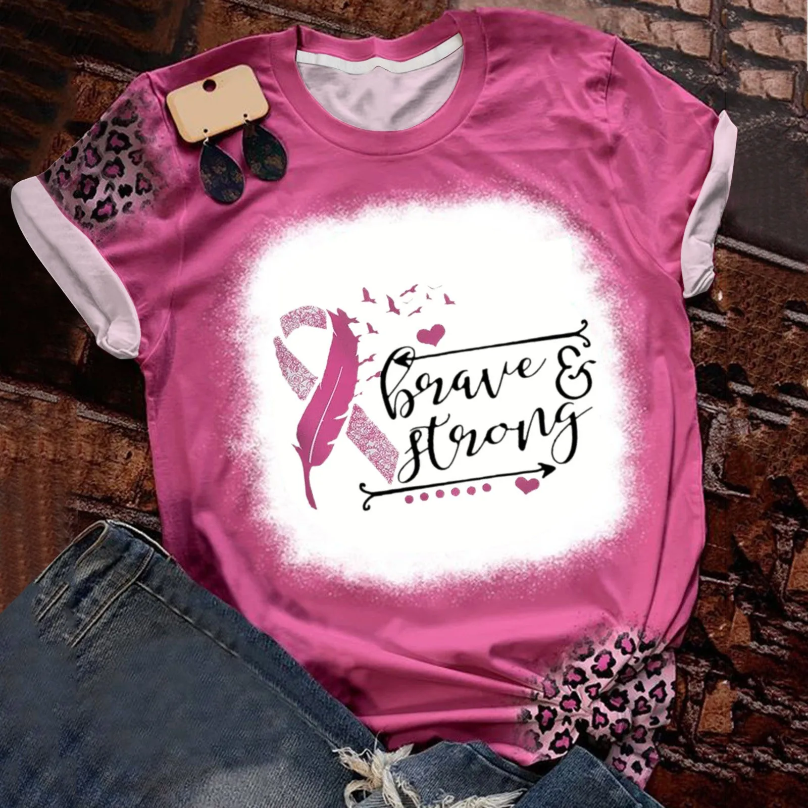 Pink Ribbon Feather Birds Flying T-Shirt Aesthetic Breast Cancer Awareness Tops Women Round O-Neck Gift Clothes Tops For October
Pink Ribbon Feather Birds Flying T-Shirt Aesthetic Breast Cancer Awareness Tops Women Round O-Neck Gift Clothes Tops For October