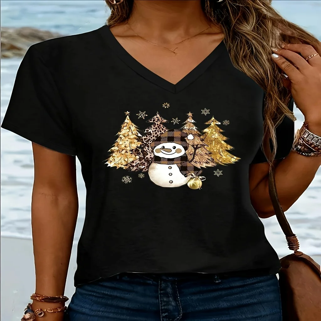 X'mas Snowman Printed Women's T-shirt Leisure Fashion Y2k Short Sleeve Tops Christmas Theme Family Party V-neck Female Clothing
X'mas Snowman Printed Women's T-shirt Leisure Fashion Y2k Short Sleeve Tops Christmas Theme Family Party V-neck Female Clothing