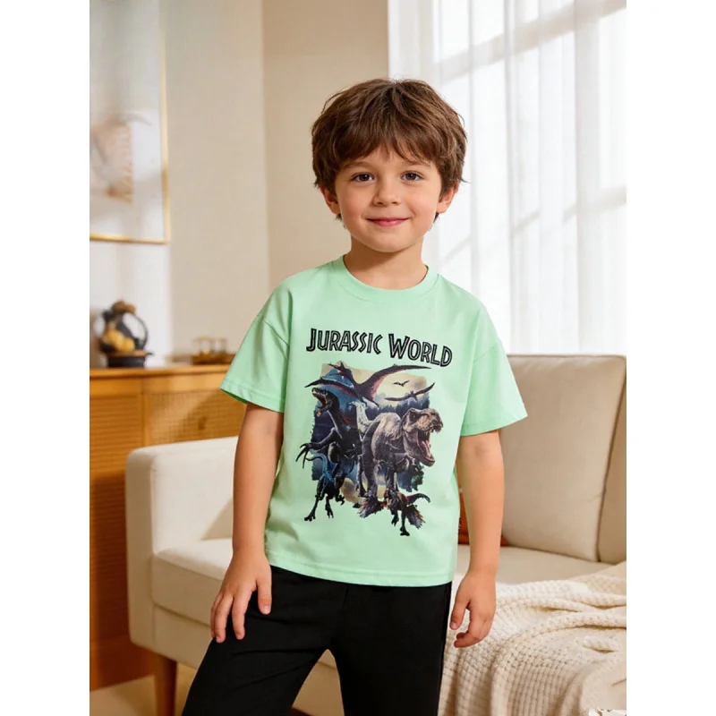 Летняя рубашка с короткими рукавами для мальчиков 3-8 лет. Детская рубашка с круглым вырезом и принтом динозавра.
Летняя рубашка с короткими рукавами для мальчиков 3-8 лет. Детская рубашка с круглым вырезом и принтом динозавра.