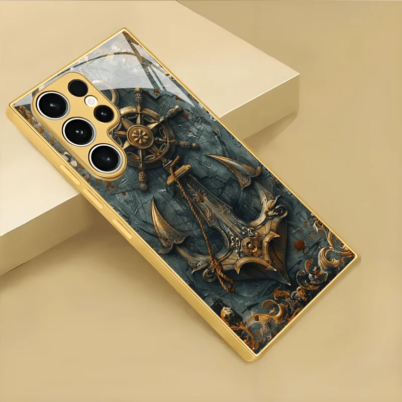 Metallic Retro Anchor Pattern Trend Glass Case Suitable for S21/S22+ 5GS23/S23 Pro/S24/S25 back cover
Metallic Retro Anchor Pattern Trend Glass Case Suitable for S21/S22+ 5GS23/S23 Pro/S24/S25 back cover