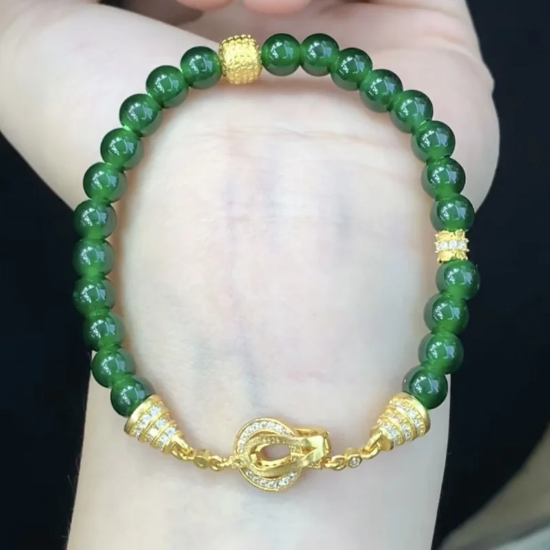 Natural Jadeite A-grade design bracelet with silver clasp, bright green color, good quality
Natural Jadeite A-grade design bracelet with silver clasp, bright green color, good quality