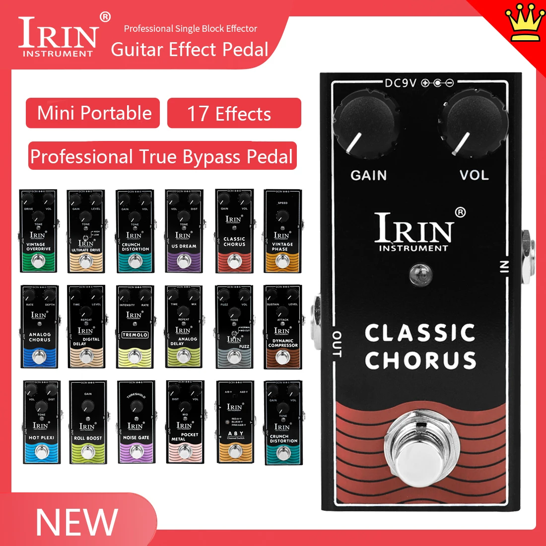 IRIN Electric Guitar Effects Pedal Compression Overdrive Distortion Chorus Delay Effect True Bypass Pedal Guitarra Accessories
IRIN Electric Guitar Effects Pedal Compression Overdrive Distortion Chorus Delay Effect True Bypass Pedal Guitarra Accessories