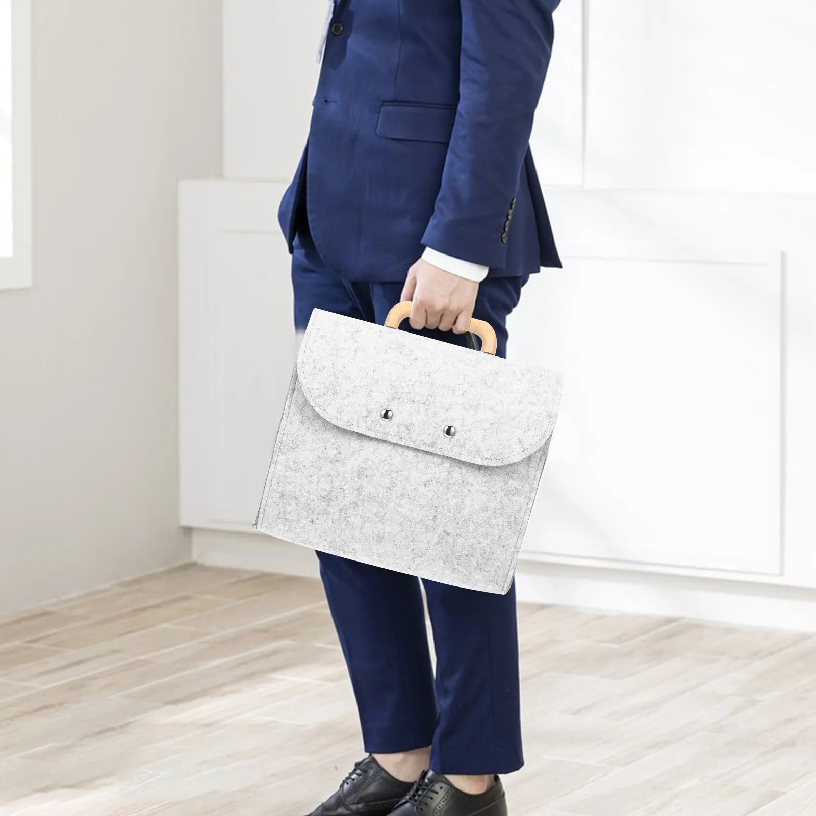 Handheld Storage Bag Felt Files Folder Tote Document Pouch Wooden Handle Organizer Portable File Holder Deep Grey
Handheld Storage Bag Felt Files Folder Tote Document Pouch Wooden Handle Organizer Portable File Holder Deep Grey