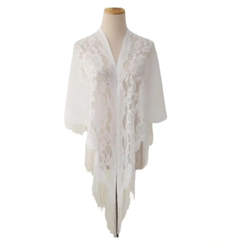 31BF Elegant Lace Fringed Shawl Breathable Hollowout Designs Shoulder Wrap Perfect for Spring and Outdoor Activity Fashion
31BF Elegant Lace Fringed Shawl Breathable Hollowout Designs Shoulder Wrap Perfect for Spring and Outdoor Activity Fashion