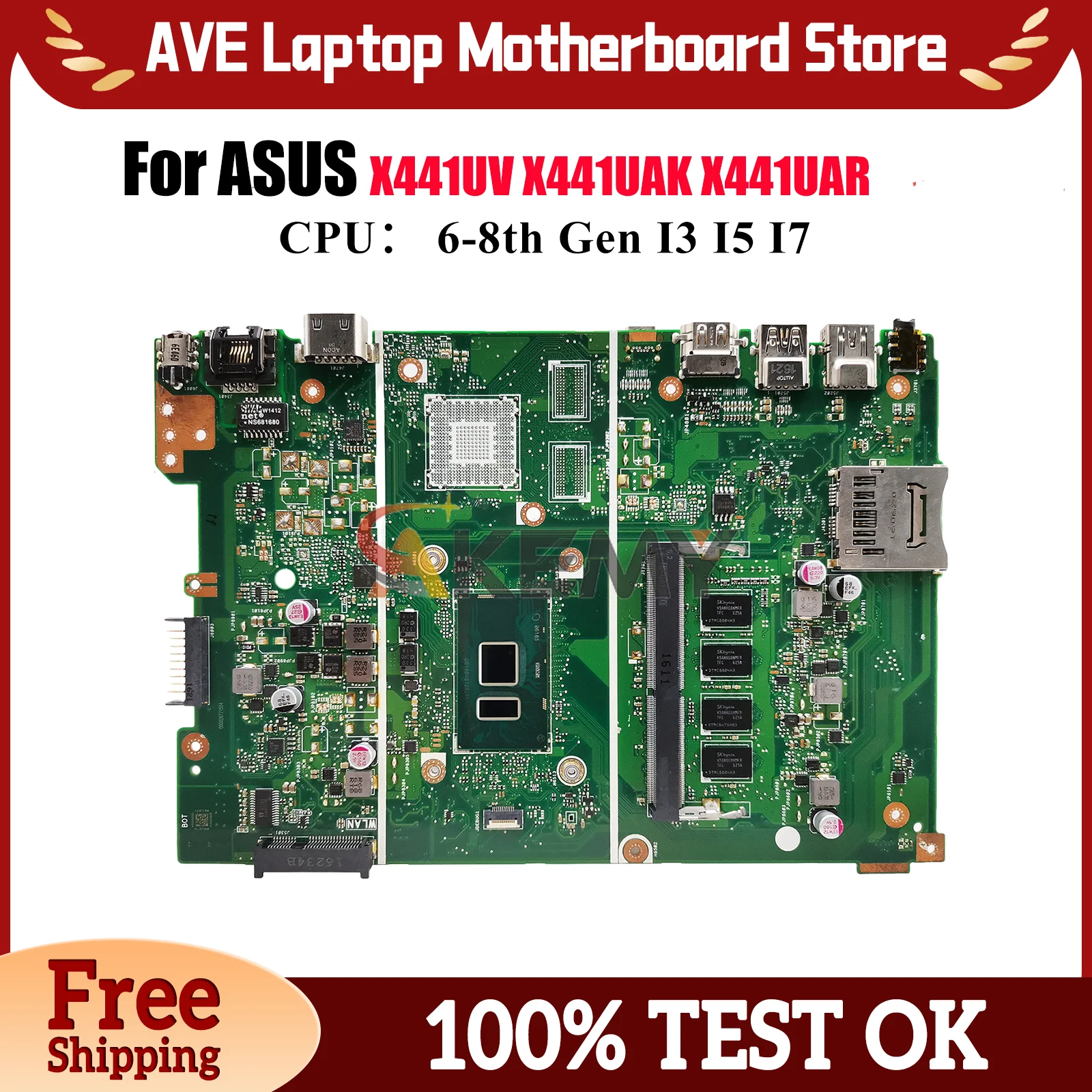 X441UA Laptop Motherboard For ASUS X441U X441UAR A441U X441UAK X441URK X441UB X441UVK X441UV F441U X441UF Mainboard I3 I5 I7 CPU
X441UA Laptop Motherboard For ASUS X441U X441UAR A441U X441UAK X441URK X441UB X441UVK X441UV F441U X441UF Mainboard I3 I5 I7 CPU