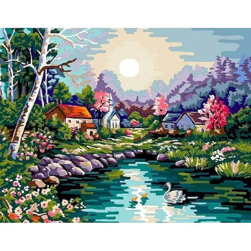 GATYZTORY Creek Cottage Painting By Numbers Gift Digital Oil Number Painting Kits Scenery Modern Hand Painting Pictures By Numbe
GATYZTORY Creek Cottage Painting By Numbers Gift Digital Oil Number Painting Kits Scenery Modern Hand Painting Pictures By Numbe