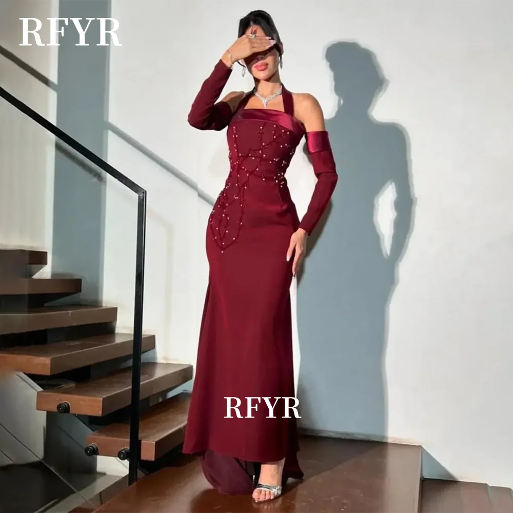 RFYR Mermaid Prom Dress Halter Evening Dress Long Sleeve Party Dress Crepe Celebrity Gala Gown for Women Customized
RFYR Mermaid Prom Dress Halter Evening Dress Long Sleeve Party Dress Crepe Celebrity Gala Gown for Women Customized