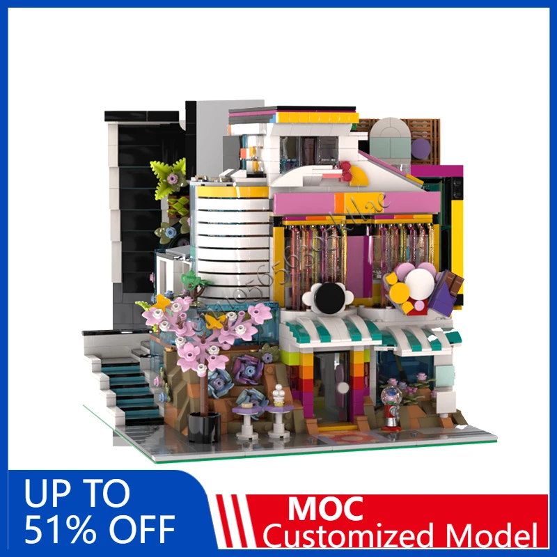 2000 PCS City Engineering Candy Store Modular MOC Customize Modular Building Block Kids Popular Design DIY Assembly Toy Gift
