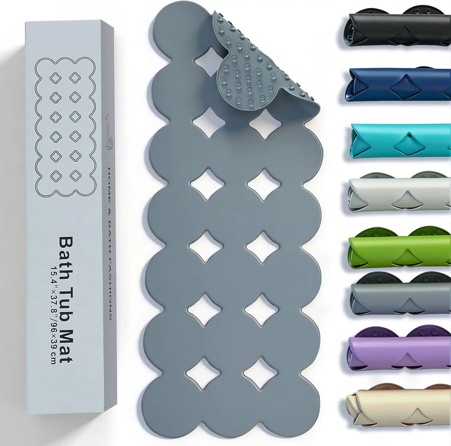 Extra Long Non Slip Bathtub Mat with Strong Suction Cups, 15.4"x37.8" Anti Slip Shower Mat, Big Drain Holes, Circle-Grey
Extra Long Non Slip Bathtub Mat with Strong Suction Cups, 15.4"x37.8" Anti Slip Shower Mat, Big Drain Holes, Circle-Grey