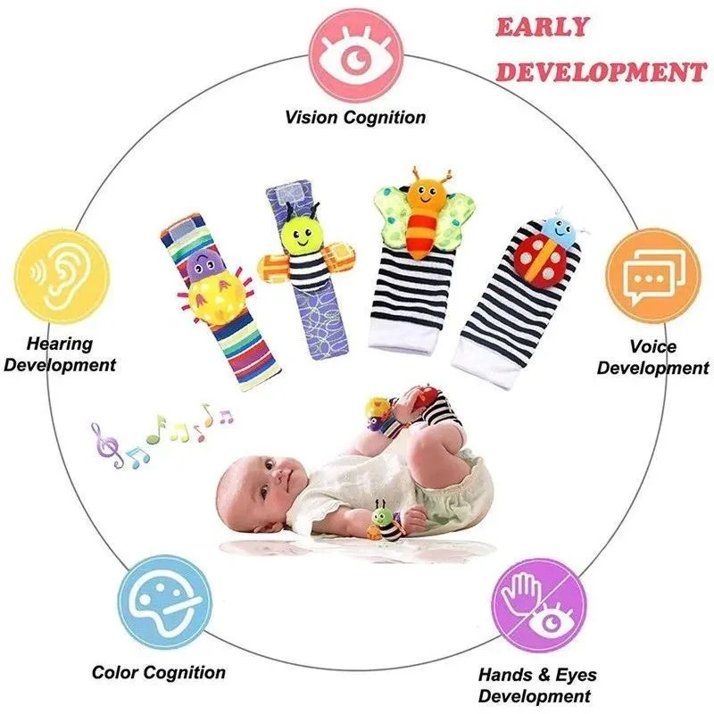 4Pcs Baby Toy 0-12 Months Baby Rattles Toys Animal Socks Wrist Strap + Rattle Baby Foot Socks Bug Wrist Strap Baby Socks New
4Pcs Baby Toy 0-12 Months Baby Rattles Toys Animal Socks Wrist Strap + Rattle Baby Foot Socks Bug Wrist Strap Baby Socks New
